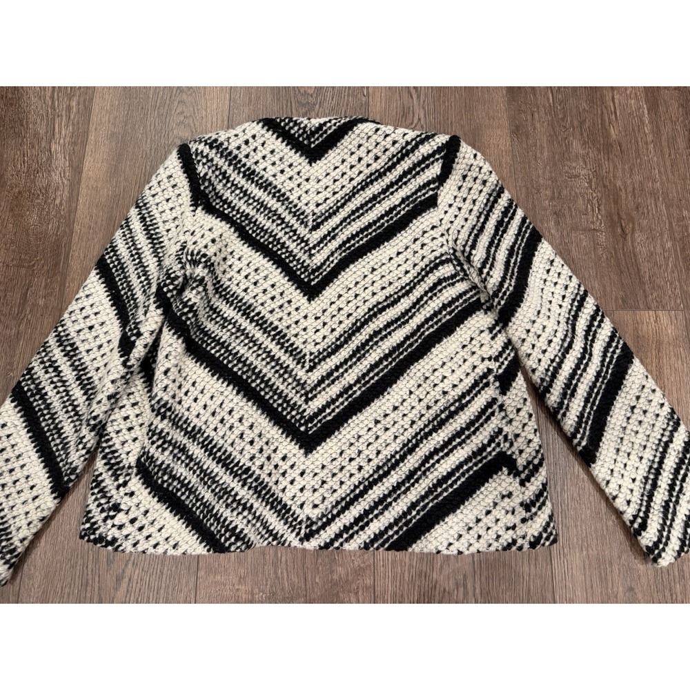 BA & SH Women's Black & White Chunky Cardigan‎ Sweater Jacket Sz US 8 Buttonless - Picture 2 of 6
